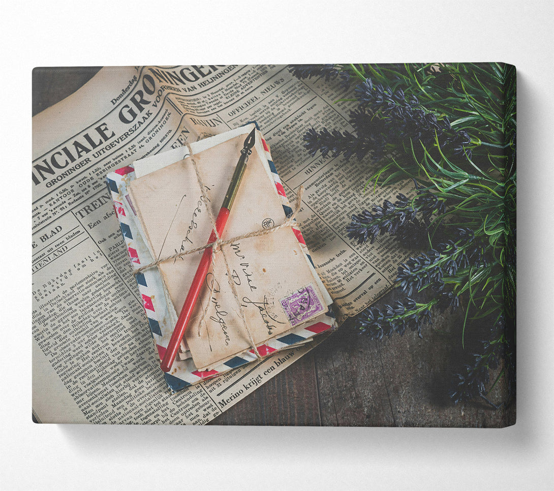  A Canvas Print of Red Ink And Old News Canvas Wall Art