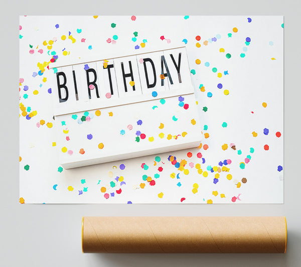 Yellow Confetti Birthday Print