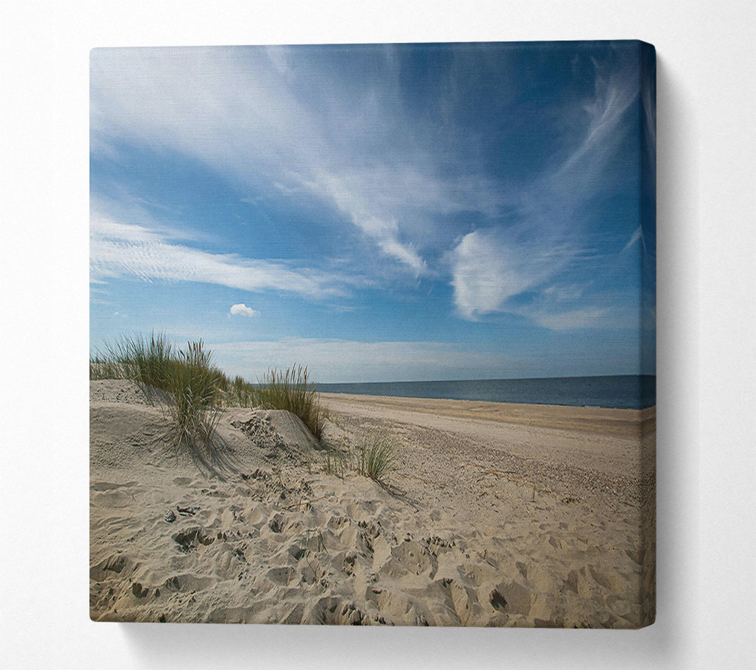  A Canvas Print of Blue Sky Beach Dunes Canvas Print