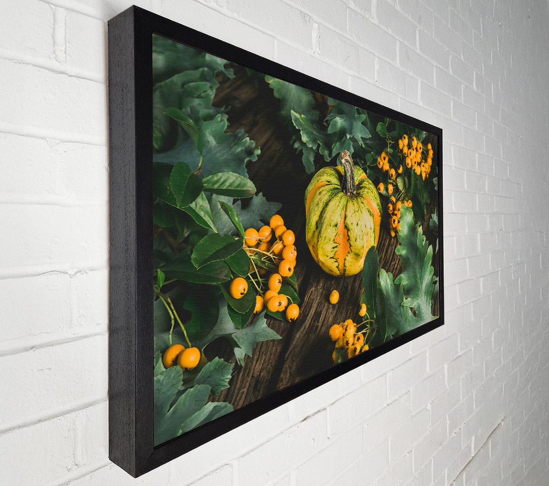  A Canvas Print of Golden Gourd Amidst Green Canvas Print