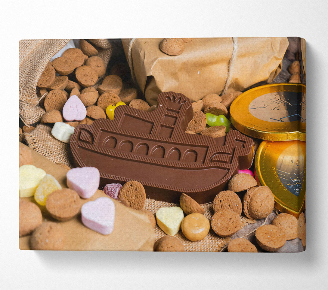 A Canvas Print of Chocolate Ship Of Sweets Canvas Print