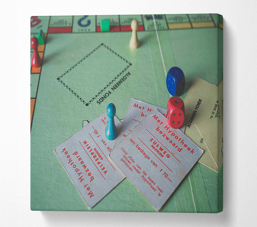  A Canvas Print of Green Monopoly Game Board Canvas Wall Art