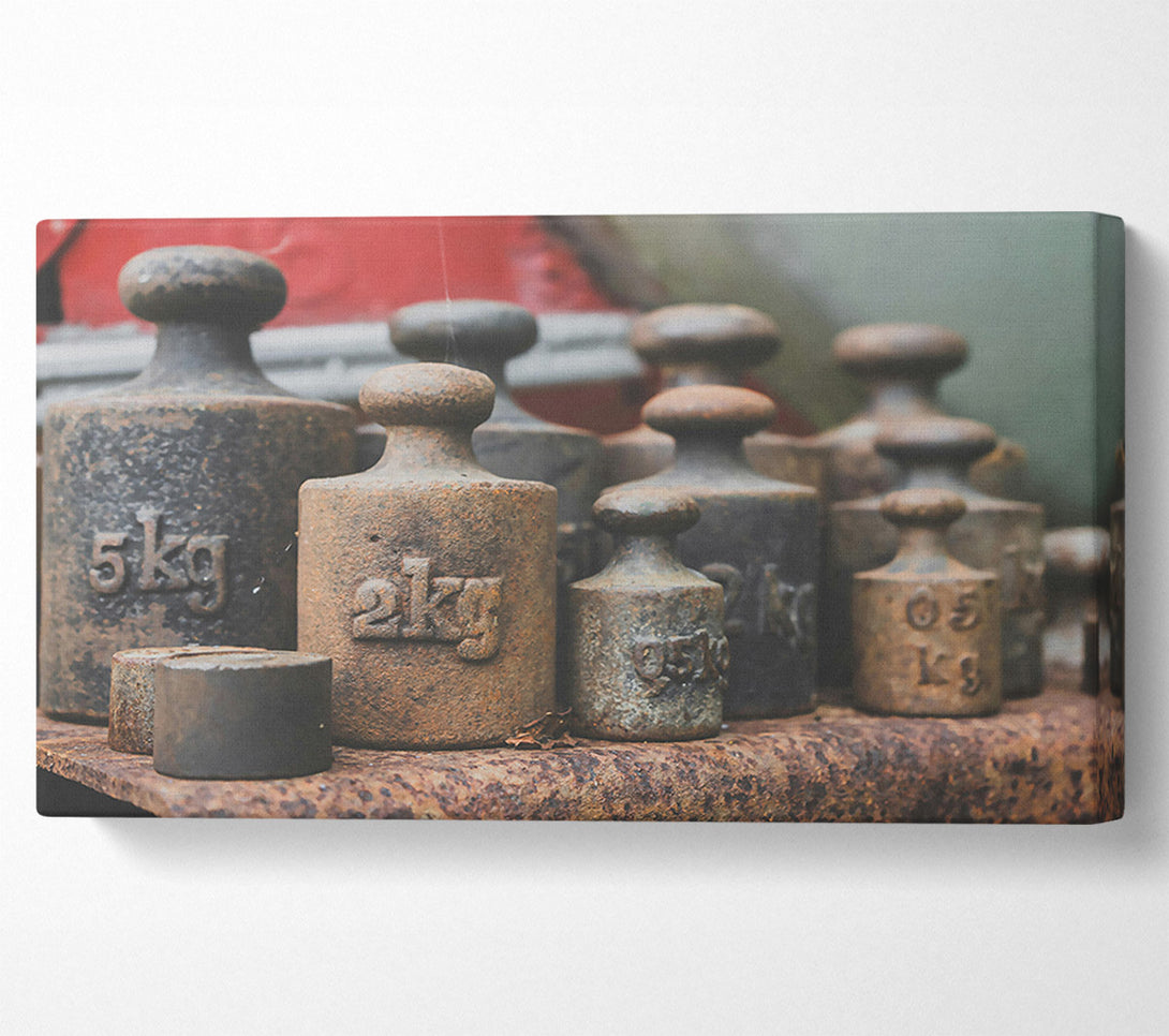  A Canvas Print of Rusty Iron Weights Canvas Art