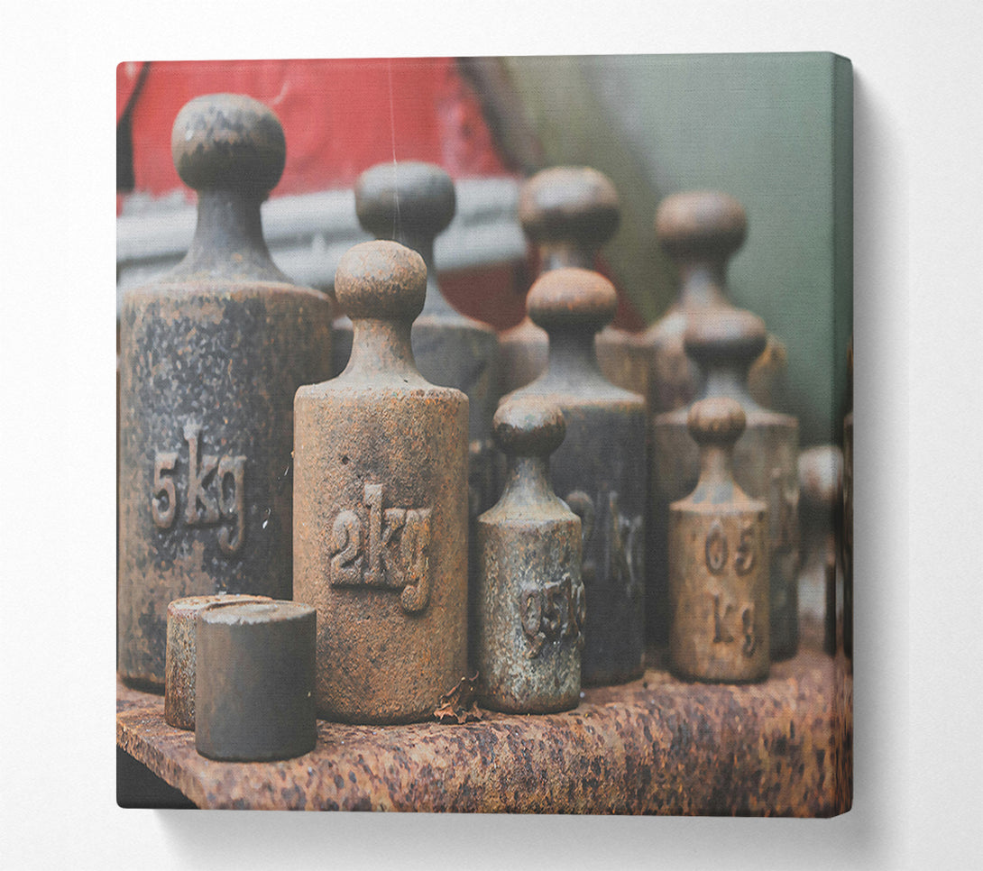  A Canvas Print of Rusty Iron Weights Canvas Art