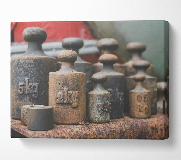  A Canvas Print of Rusty Iron Weights Canvas Art
