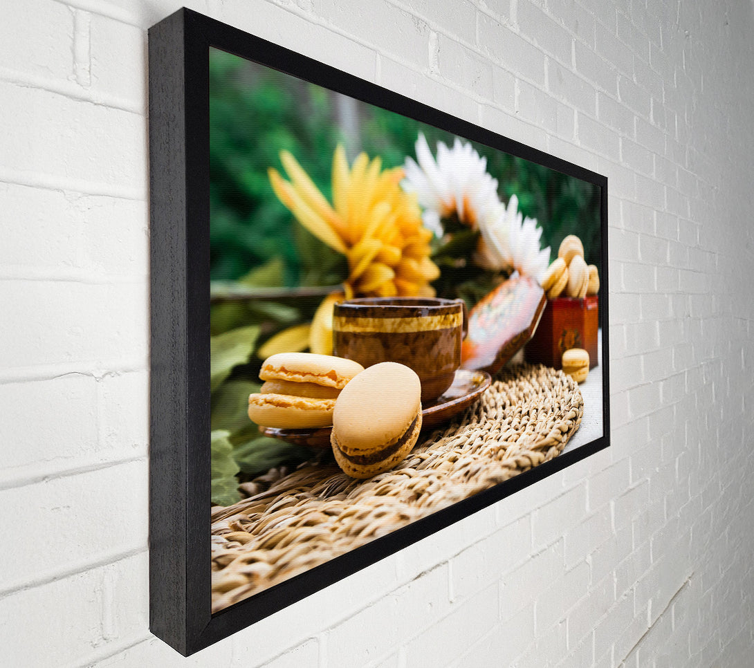 A Canvas Print of Brown Macarons And Tea Canvas Print