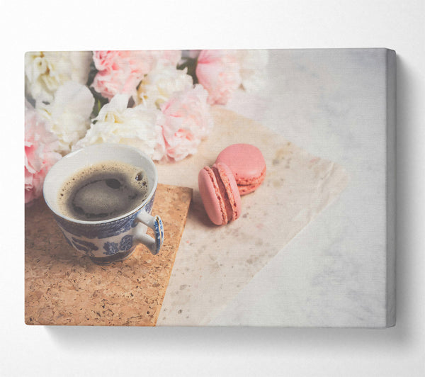  A Canvas Print of Pink Macarons & Coffee Canvas Print