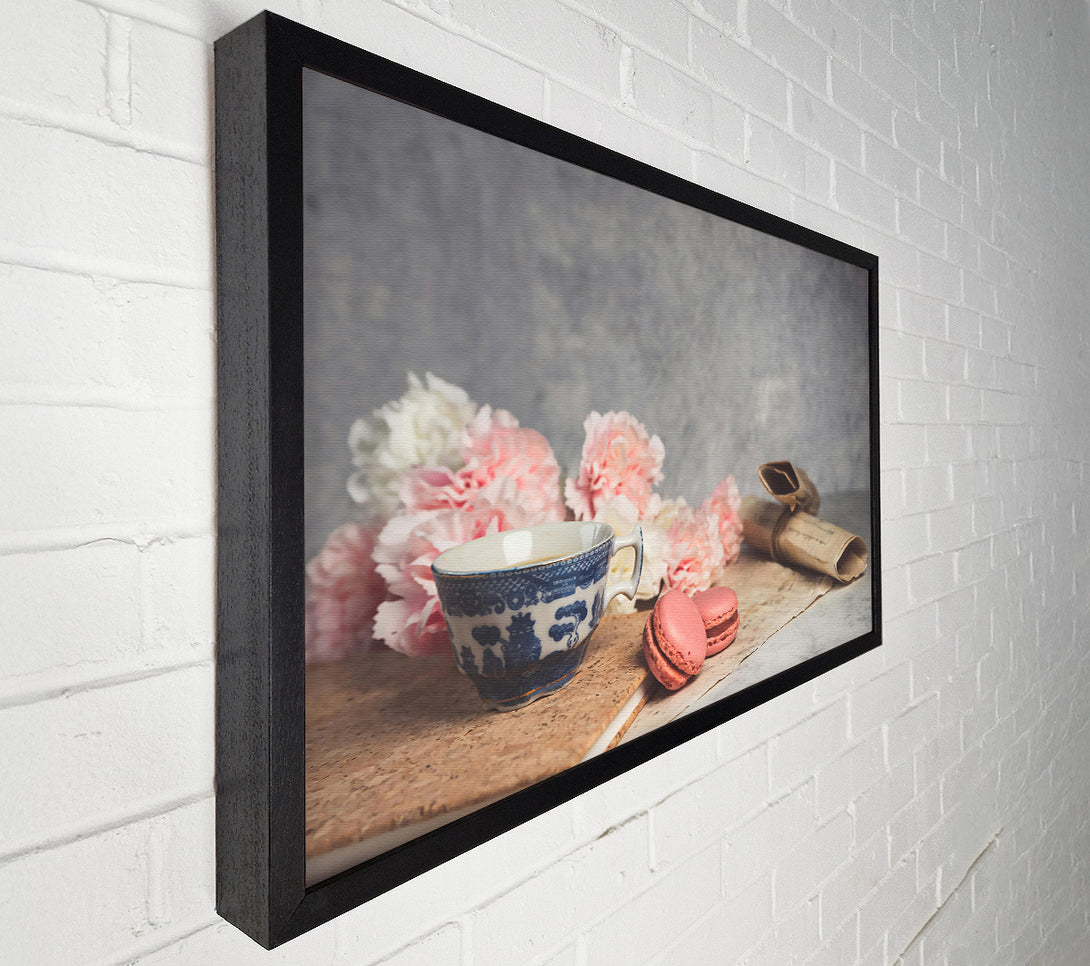  A Canvas Print of Pink Tea And Macarons Canvas Wall Art