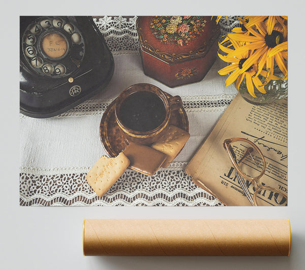 Brown Lace And Coffee Poster