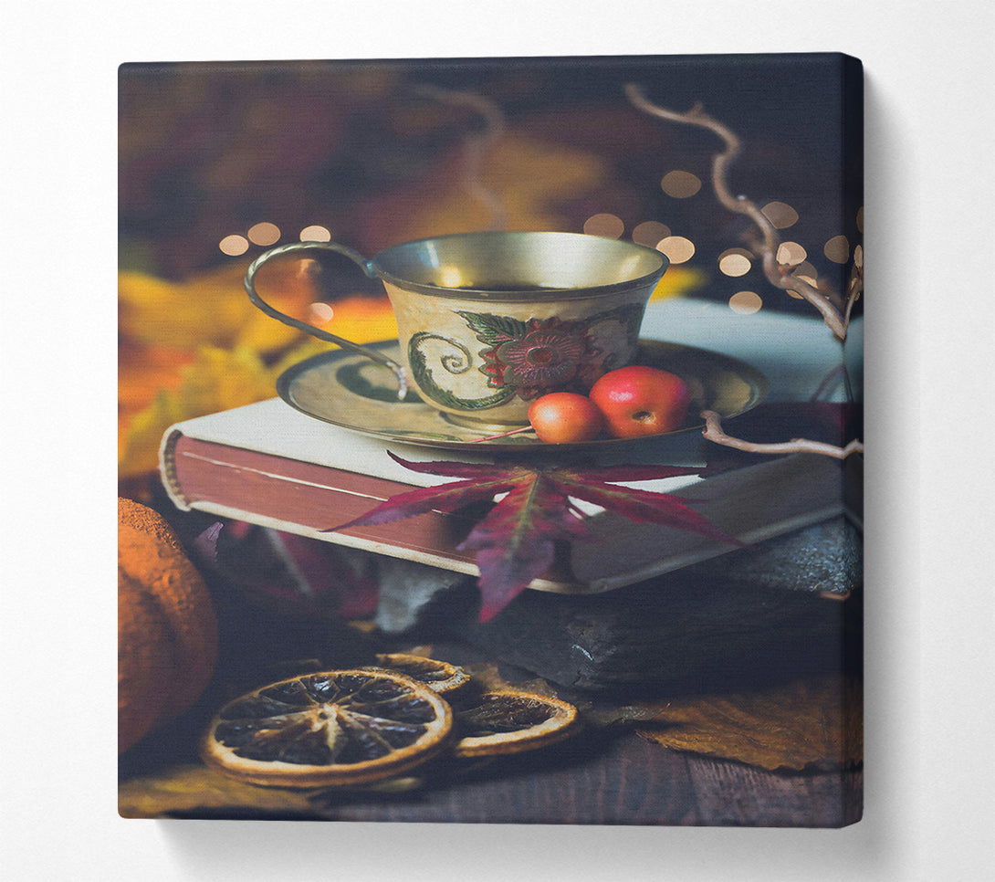  A Canvas Print of Golden Autumn Teacup Canvas Wall Art