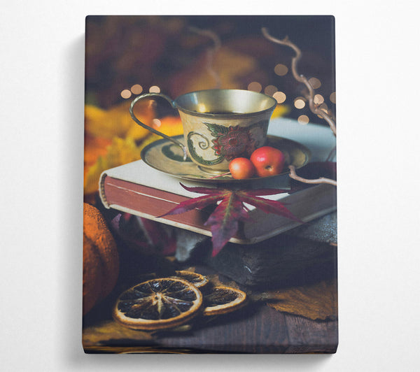  A Canvas Print of Golden Autumn Teacup Canvas Wall Art