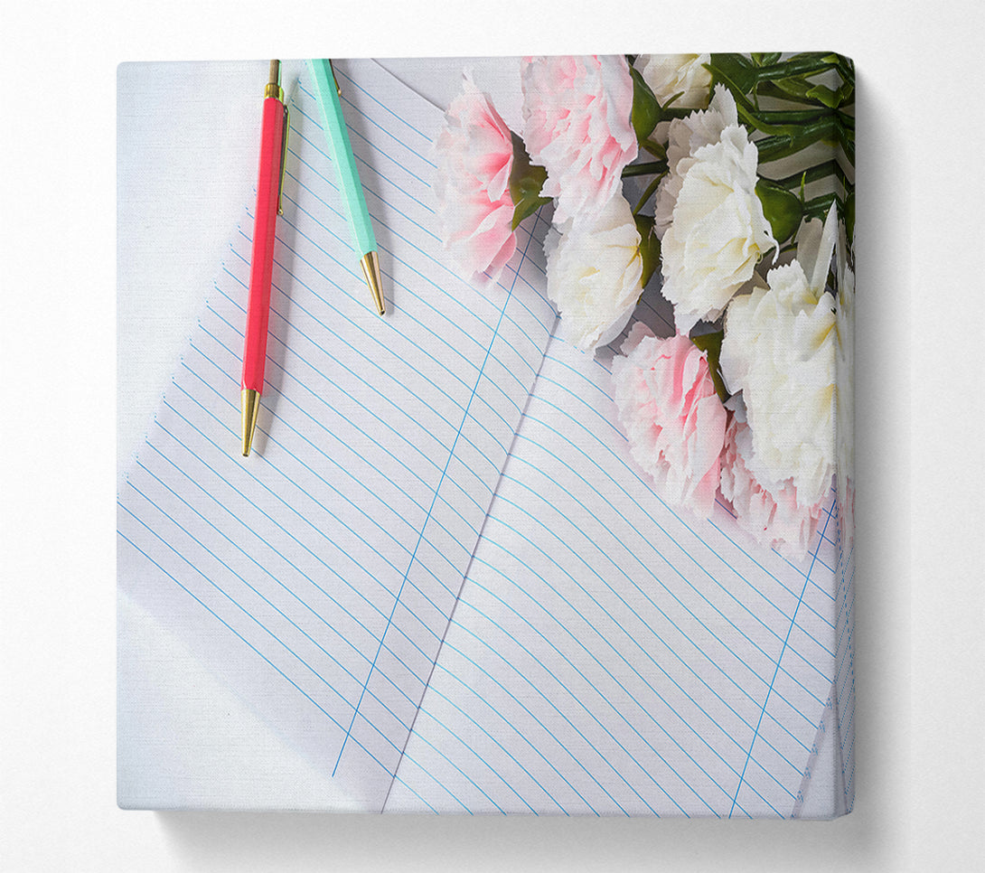  A Canvas Print of Pink Blooms And Lines Canvas Print