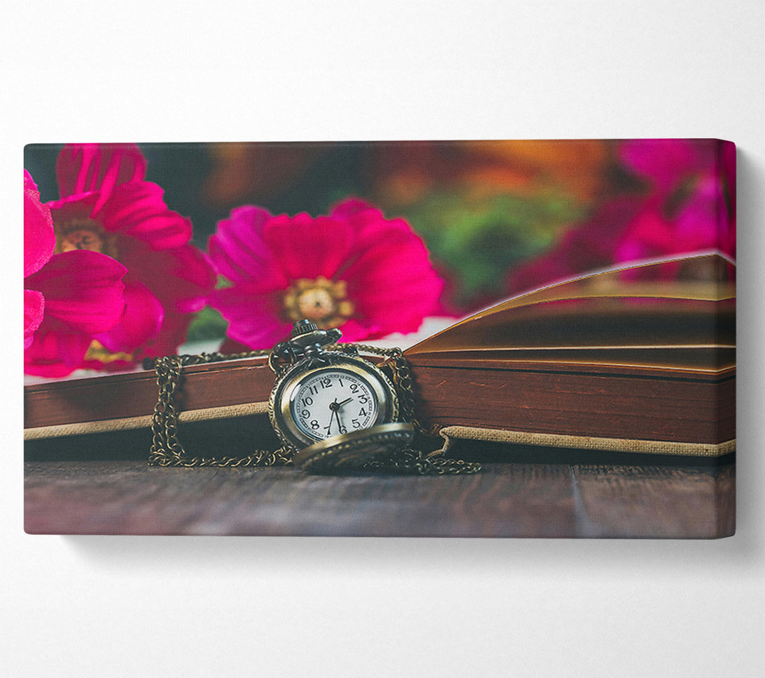  A Canvas Print of Pink Pocket Watch Time Canvas Art