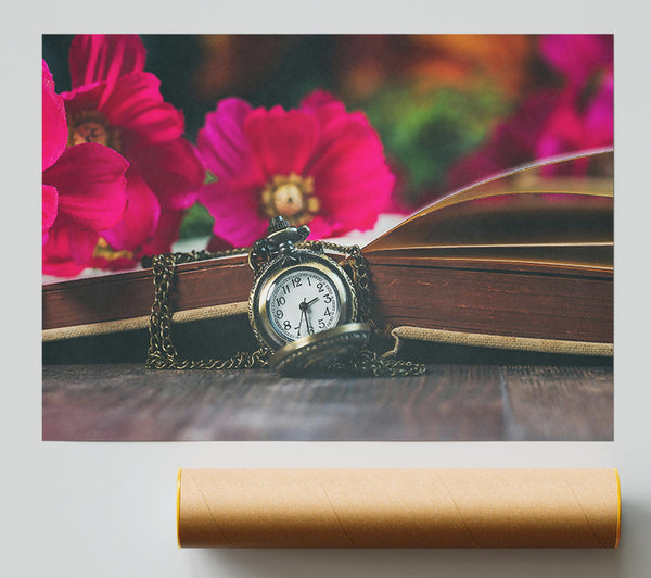Pink Pocket Watch Time Poster