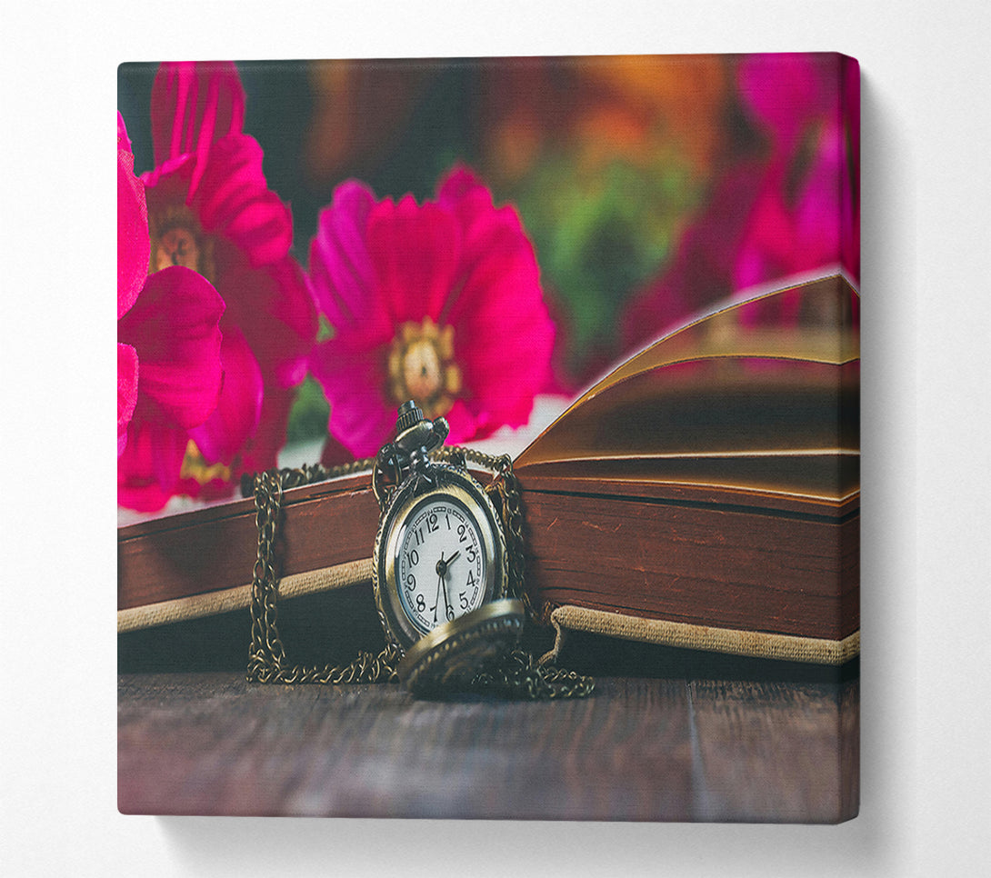  A Canvas Print of Pink Pocket Watch Time Canvas Art