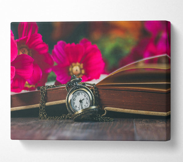  A Canvas Print of Pink Pocket Watch Time Canvas Art
