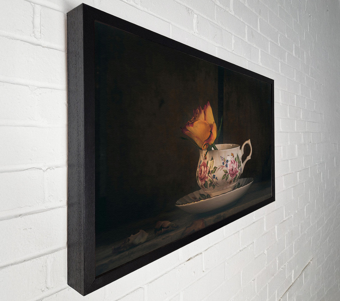  A Canvas Print of Golden Rose In Teacup Canvas Art