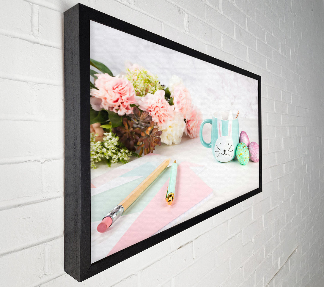  A Canvas Print of Mint Bunny Mug And Eggs Canvas Print