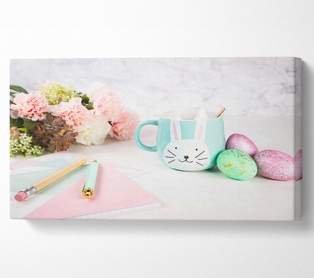  A Canvas Print of Mint Bunny Mug And Eggs Canvas Print