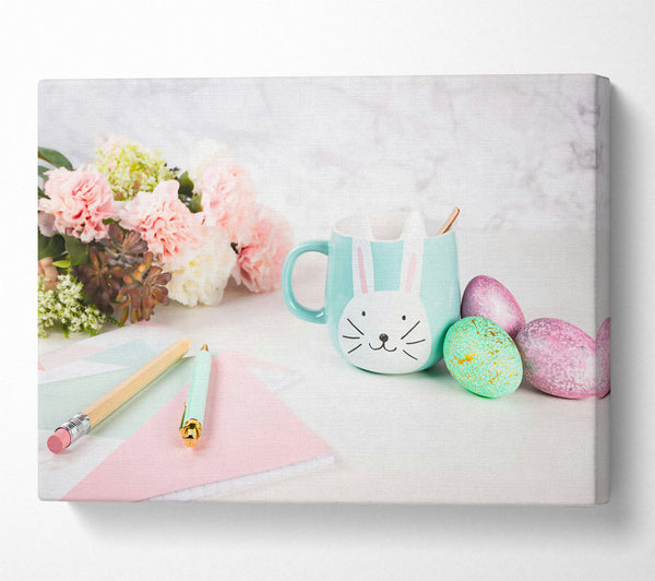  A Canvas Print of Mint Bunny Mug And Eggs Canvas Print