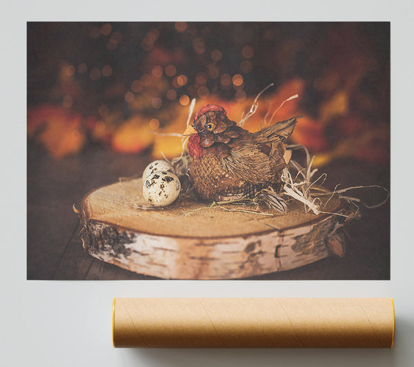 Warm Hen And Nest Poster