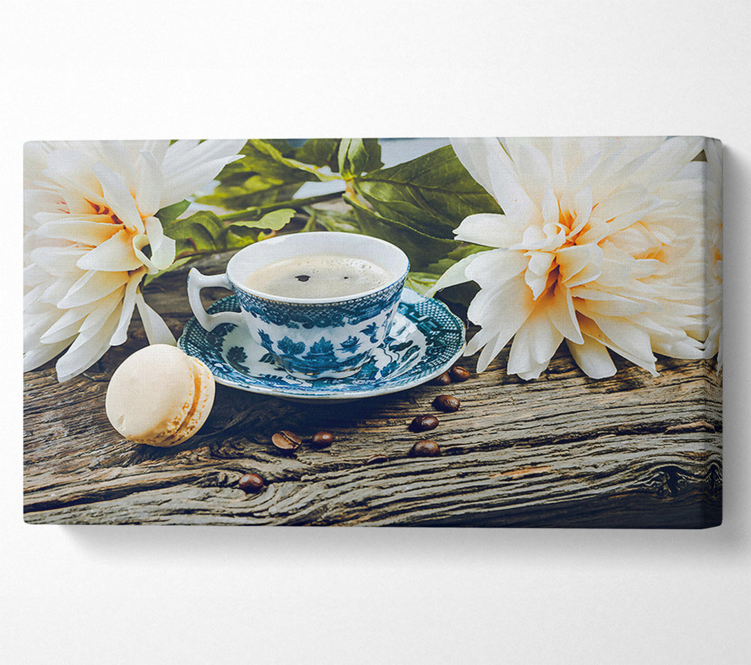  A Canvas Print of Blue Floral Coffee Break Canvas Art