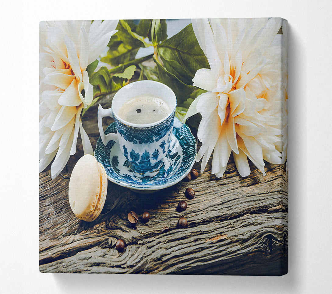  A Canvas Print of Blue Floral Coffee Break Canvas Art