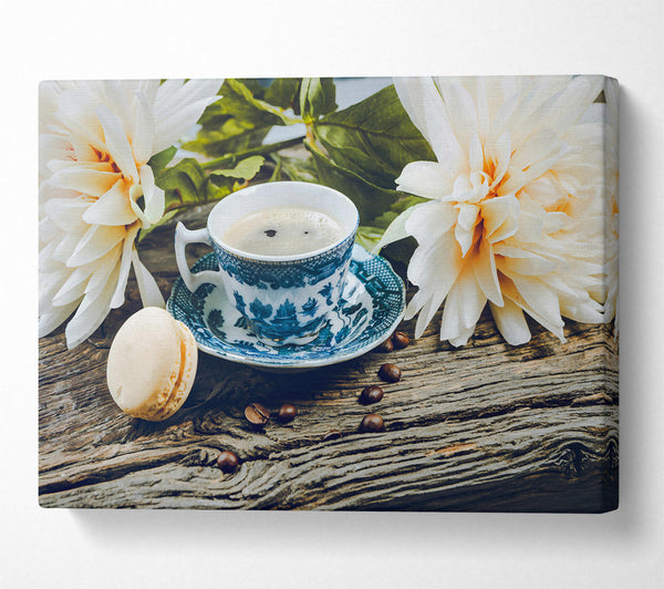  A Canvas Print of Blue Floral Coffee Break Canvas Art