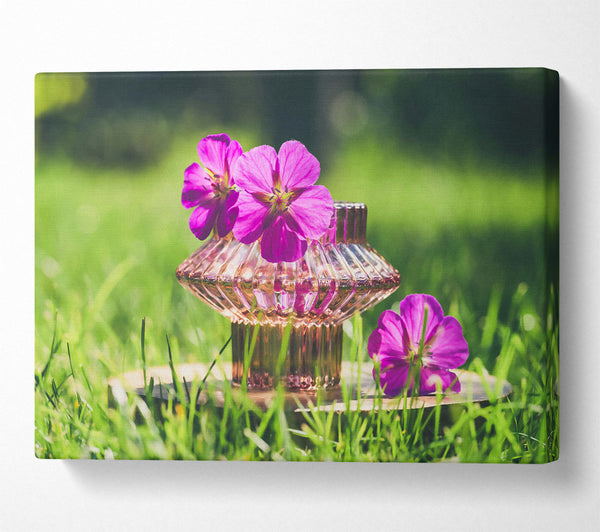  A Canvas Print of Pink Bloom In Glass Canvas Wall Art