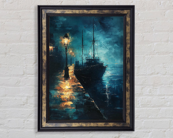 Ship Street Light Painting Framed Print