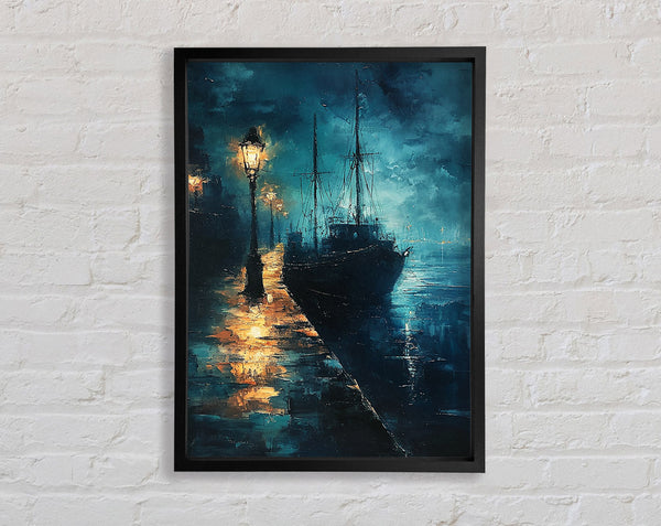 Ship Street Light Painting Framed Print