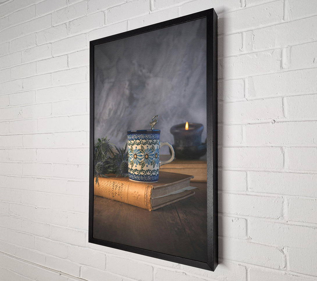  A Canvas Print of Blue Floral Mug Light Canvas Wall Art