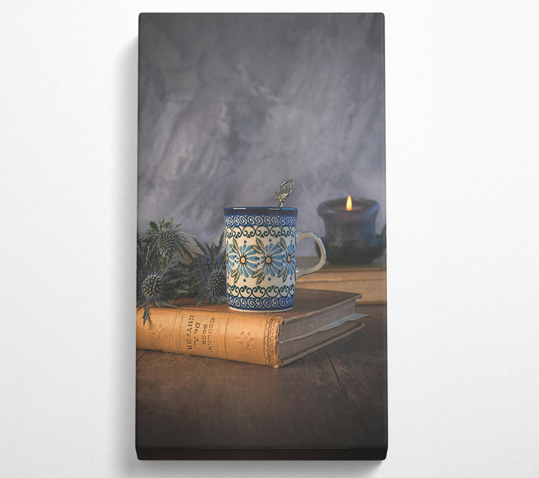  A Canvas Print of Blue Floral Mug Light Canvas Wall Art