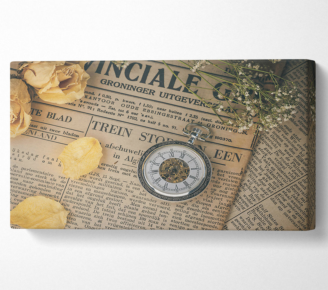  A Canvas Print of Creamy Antique Timepiece Canvas Print