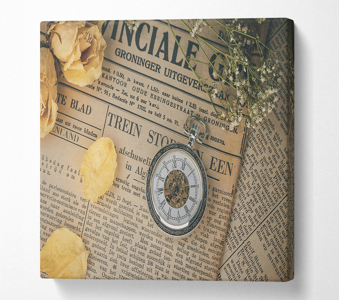  A Canvas Print of Creamy Antique Timepiece Canvas Print