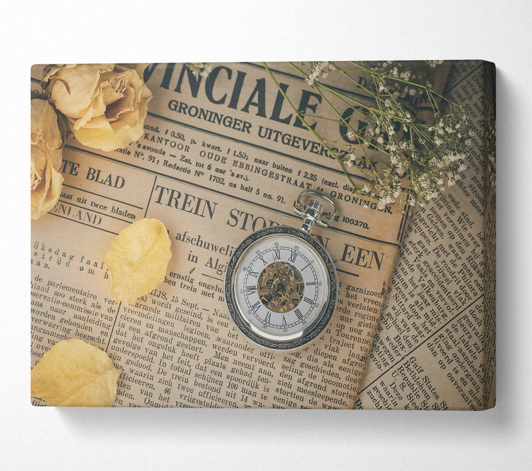  A Canvas Print of Creamy Antique Timepiece Canvas Print