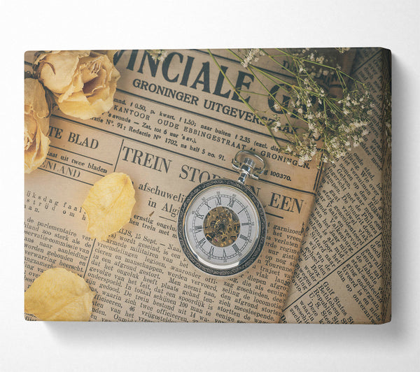  A Canvas Print of Creamy Antique Timepiece Canvas Print