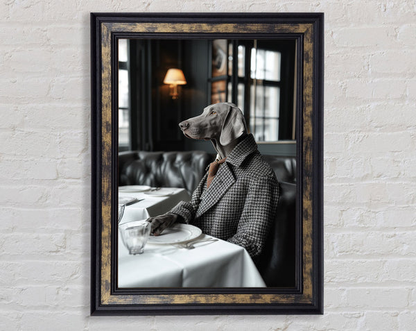 Silver Labrador Ready For Dinner Framed Print