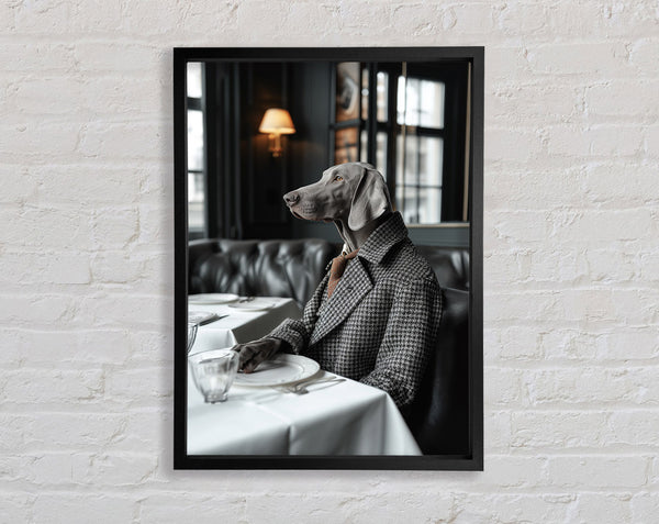 Silver Labrador Ready For Dinner Framed Print