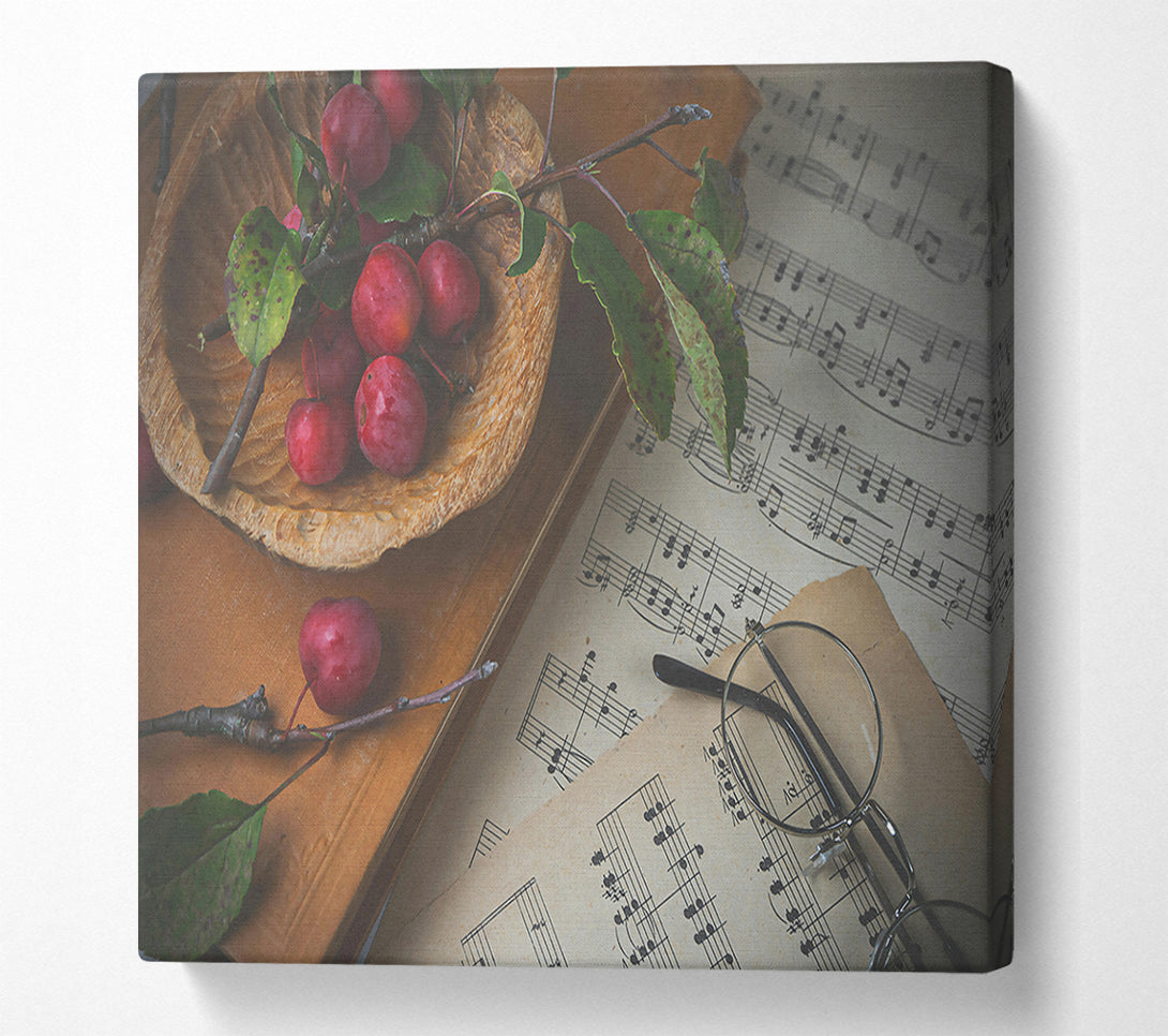  A Canvas Print of Red Notes And Leaves Canvas Wall Art