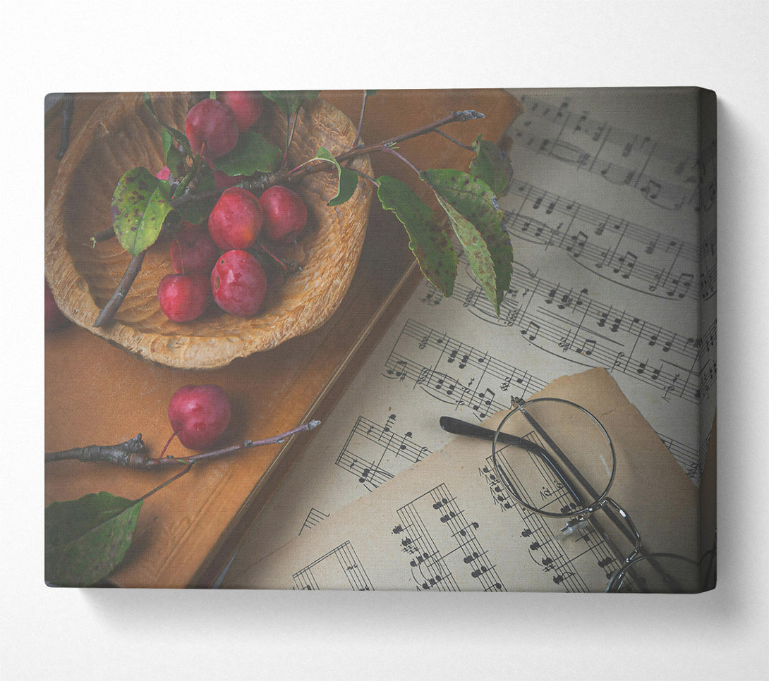  A Canvas Print of Red Notes And Leaves Canvas Wall Art