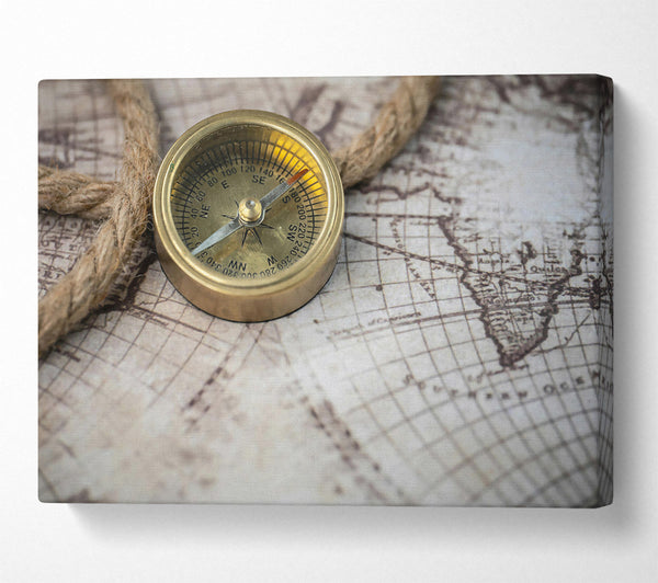  A Canvas Print of Golden Compass & Map Canvas Wall Art