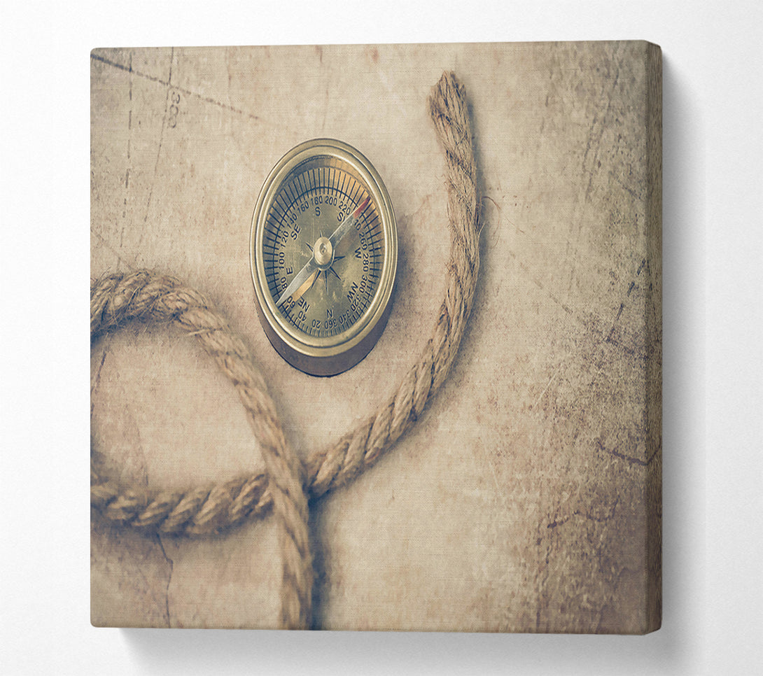  A Canvas Print of Golden Compass And Rope Canvas Art