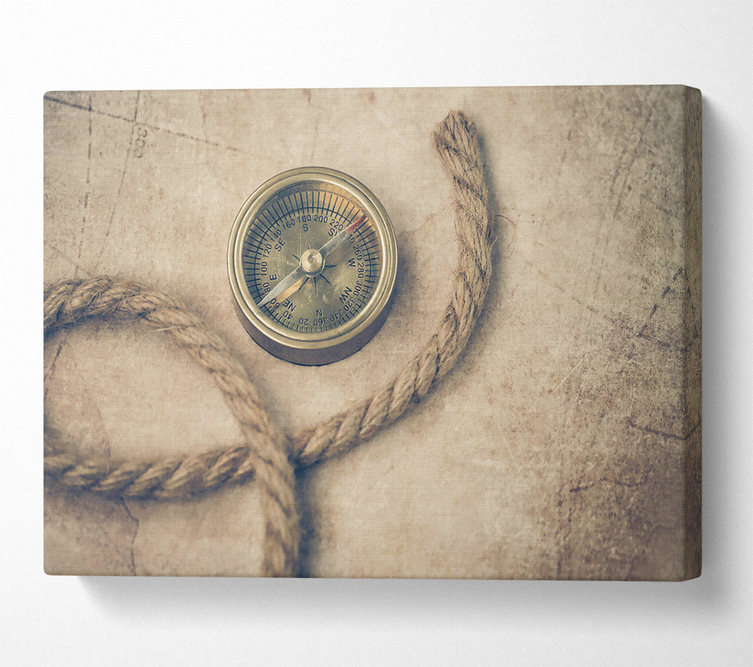  A Canvas Print of Golden Compass And Rope Canvas Art