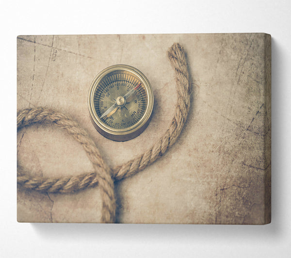  A Canvas Print of Golden Compass And Rope Canvas Art