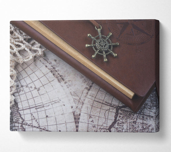  A Canvas Print of Brown Leather Compass Canvas Print