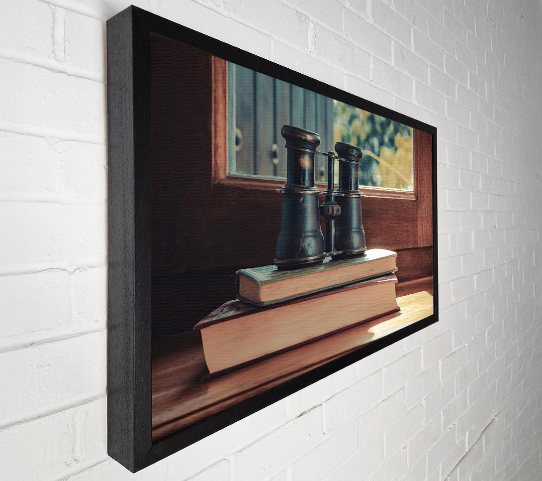  A Canvas Print of Brass Binoculars And Books Canvas Art