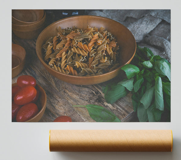 Brown Rustic Pasta Bowl Giclee Print