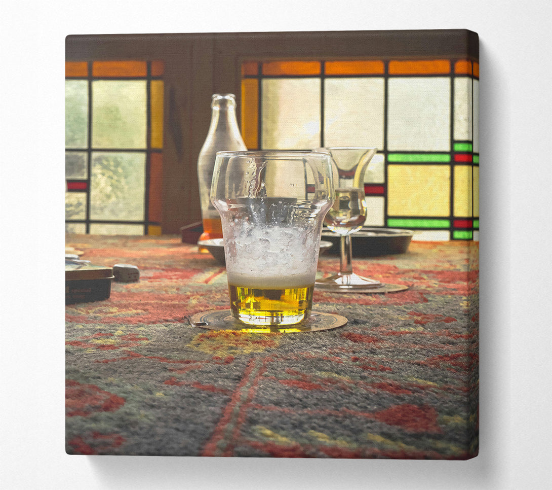  A Canvas Print of Golden Hour Beer Glass Canvas Art