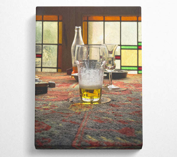  A Canvas Print of Golden Hour Beer Glass Canvas Art